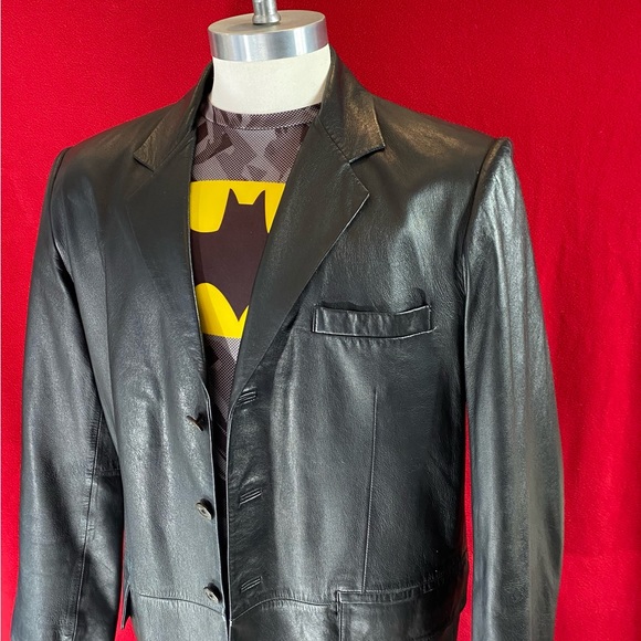 ROUNDTREE & YORKE men genuine lamb leather jacket black size L